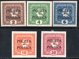 883.POLAND 1918 NEWSPAPER SC. P1-P5, Y.T. 94-98 MH, SIGNED - Blocchi E Foglietti
