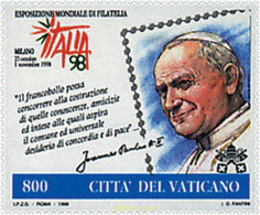 57037 MNH VATICANO 1998 ITALIA 98. EXPOSICION FILATELICA INTERNACIONAL - Usados