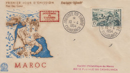 Enveloppe  FDC  1er  Jour   MAROC   Journée   Du   Timbre   CASABLANCA    1954 - Autres & Non Classés