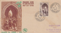 Enveloppe  FDC  1er  Jour   MAROC   Journée   Du   Timbre   CASABLANCA    1953 - Otros & Sin Clasificación