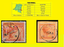 (°) BELGIAN CONGO / CONGO BELGE = NIEMBA CANCELATIONS X 2 STAMPS - Variétés Et Curiosités