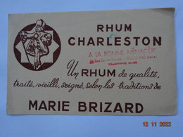 BUVARD BLOTTING PAPER  LIQUEUR ALCOOL RHUM CHARLESTON MARIE BRIZARD CACHET COMMERCE ROANNE 42 LOIRE - Licores & Cervezas