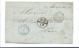 Mad021 / MADEIRA - PORTUGAL -  1866 Nach Frankreich Ex Madeira 1.12. Funchal 3,12,/England Ankunft Le Havre 12.12. - Cartas & Documentos