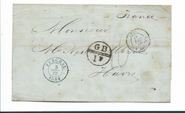 Mad021 / MADEIRA - PORTUGAL -  1866 Nach Frankreich Ex Madeira 1.12. Funchal 3,12,/England Ankunft Le Havre 12.12. - Briefe U. Dokumente