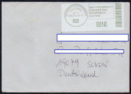 Österreich 2014  Brief/letter Label "Bar Freigemacht" NEUMARKT IN STEIERMARK  In Die BRD - Lettres & Documents