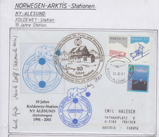 Spitsbergen Cover 10J Koldeway Station Signature Station Manager Ca Alesund 24.08.2001(LO194B) - Scientific Stations & Arctic Drifting Stations