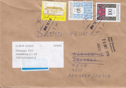 Hungary Ungarn PAR AVION Label PECS 2000 Cover Brief KASTRUP Readressed (Moved Label) KØGE Denmark - Covers & Documents