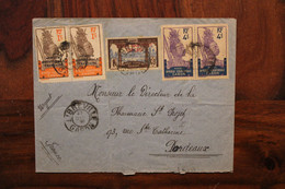 Gabon 1931 Libreville France Mail Cover Double Paire AEF 4c 1c + Timbre 40c - Covers & Documents