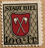 Fiskalmarke Stadt Biel 100 Franken - Revenue Stamp Switzerland - Revenue Stamps