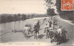 CPA France - Allier - Vichy - Promenade Sur Les Bords De L'Allier - L. L. - Oblitérée 1916 Vichy - Animée - Vélo - Ânes - Vichy