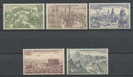 TCHECOSLOVAQUIE 1955  PA N° 40/44 ** Neufs MNH Superbes C 20 € Villes  Oiseaux Birds Krumlov Olomouc Prague Bratislava - Luchtpost