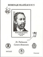 2014- HOMENAJE FILATÉLICO Nº 9A-DR. THEBUSSEN. CARTERO HONORARIO Y GASTRONOMÍA - Ensayos & Reimpresiones