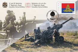 Qc. ARTILLERY = ROYAL REGIMENT = COMMEMORATIVE ENVELOPE / COVER / Official FDC Canada 2021 - Commemorativi