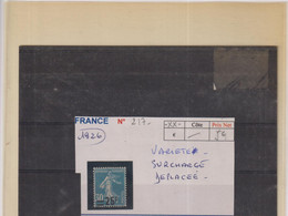 FRANCE-VARIETES-TP N° 217-XX-Surcharge Déplaçée-1926 - Unused Stamps