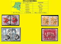 (°) BELGIAN CONGO / CONGO BELGE = NYA-LUKEMBA CANCELATION STUDY 3 DOUBLE STAMPS + ONE FIVE KINGS - Variétés Et Curiosités