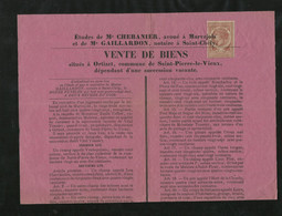 France Fiscal Affiches N° 10 Sur Affiche De Vente Immobilière à Marvejols Le 12/02/1888   B/TB Voir Scans Soldé ! ! ! - Briefe U. Dokumente