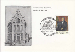 BELGIQUE N° 2014 Journées Inaugurales Nouvelle Poste à Perwez 26-09-1981 2 Cartes Ancienne Et Nouvelle Poste En Illust. - Grenzübergangsstellen