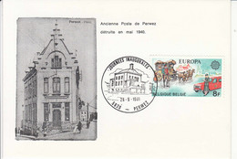 BELGIQUE N° 1925 Journées Inaugurales Nouvelle Poste à Perwez 26-09-1981 2 Cartes Ancienne Et Nouvelle Poste En Illust. - Doorgangstempels