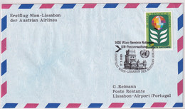 17.03.1989 - Erstflug WIEN - LISSABON Der Austrian Airlines - Nations Unies Frankatur - Poste Aérienne