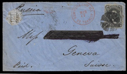 1869 15C LINCOLN F. GRILL (SC.98) ON COVER TO GENEVA, SWITZERLAND - VIA PRUSSIA CLOSED MAIL - RARE DESTINATION - Storia Postale