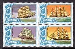 PENRHYN - 1981 SHIPS $1 VALUES (4) IN BLOCK FINE MNH ** SG 202-205 - Penrhyn