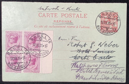 Monaco Entier Postal RR! Carte Réponse Payé Cad Suisse BASEL BAD BAHNHOF1931. (postal Stationery Paid Reply Card Schweiz - Interi Postali