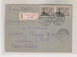 RUSSIA, 1936 LENINGRAD Registered Priority Cover To Austria - Cartas & Documentos