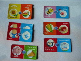 Lot Magnets Publicité  PETITS FILOUS Domino Tournesol Pates œuf Crème Mais Steak Lait Abeille Cochon Tarte Laitmagnet - Reklame