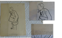 Carlos Schanzer, Homme Politique ITALIE Dessin Original De Georges Breitel Vers 1930, Encre De Chine, UNIQUE ; G 04 - Dibujos