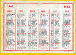 Petit Calendrier Cartonné: 1962: 12,5 X 17 Cm - Petit Format : 1961-70