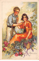 Illustrateur - N°87793 - A. Busi - Couple, La Jeune Fille Assise Près De Roses - Busi, Adolfo