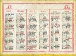 Petit Calendrier Cartonné: 1964: 12,5 X 17 Cm - Petit Format : 1961-70