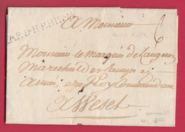 MARQUE ARMEE DU HAUT RHIN TEXTE DE MULHOUSE VERS 1662 ARMEE DU ROI MARQUIS DE LANGERON MARECHAL DE CAMP WESEL ALLEMAGNE - Army Postmarks (before 1900)