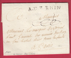 MARQUE ARMEE DU BAS RHIN EN FRANCHISE POUR ARMEE DU ROI PARIS ENTETE LA ROCHE DES LOGES 1780 INDICE 24 LETTRE COVER - Army Postmarks (before 1900)