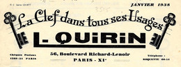 1938 GRANDE ANNONCE PUBLICITE LA CLEF DANS TOUS SES USAGES L.QUIRIN Paris Serrurier 4 PAGES SUPERBES V.SCANS - 1900 – 1949