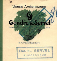 APRES LE PHYLLOXERA  1941 VIGNES AMERICAINES  GENDRE & SERVEL ST HIPPOLYTE DU FORT Gard Pour Sète Hérault  B.E.V.SCANS - 1900 – 1949