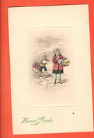 ZSK-30  Bonne Année. Enfants Dans La Neige.  Gaufré Geprägt. Circ. 1918 - Nouvel An