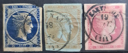 GREECE 1862-67 - Canceled - Sc# 20, 21, 22 - Used Stamps