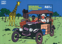 117249 MNH CONGO. República Democrática 2001 70 ANIVERSARIO DEL PRIMER ALBUM TINTIN EN EL CONGO, DE HERGE - Usati