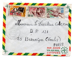 Congo -1967 --Lettre De LOUTETE   Pour Besançon-25-France- Tp Hand Ball,basket Ball ....   Sur Lettre - Collections