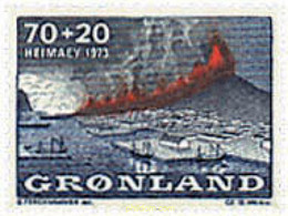 96861 MNH GROENLANDIA 1973 PRO AYUDA A LOS AFECTADOS POR LA ERUPCION DEL VOLCAN EN LA ISLA DE HEIMAEYEN - Volcans