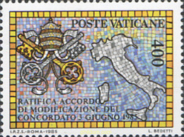 116946 MNH VATICANO 1985 RATIFICACION DEL ACUERDO DE MODIFICACION DEL CONCORDATO ENTRE LA SANTA SEDE E ITALIA - Used Stamps