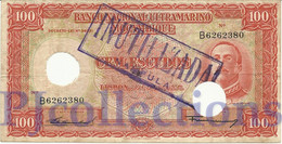 MOZAMBIQUE 100 ESCUDOS 1958 PICK 107 AVF ANNULLATA - CANCELED - Mozambique