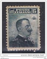 SCUTARI  D' ALBANIA:  1909/11  SOPRASTAMPATO  -  30 Pa./15 C. GRIGIO  NERO  L. -  ASSOTIGLIATO  -  SASS. 3 - Albania