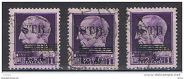 ISTRIA - OCCUPAZIONE  JUGOSLAVA:  1945  SOPRASTAMPATO  -  £.4/£.2/£.1 VIOLETTO  US. -  RIPETUTO  3  VOLTE  -  SASS. 37 - Occup. Iugoslava: Istria