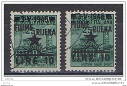 FIUME - OCCUPAZIONE  JUGOSLAVA:  1945  SOPRASTAMPATO  -  £.10/25 C. VERDE  US. -  RIPETUTO  2  VOLTE  -  SASS. 18 - Joegoslavische Bez.: Fiume