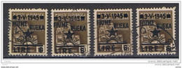 FIUME - OCCUPAZIONE  JUGOSLAVA:  1945  SOPRASTAMPATO  -  £.6/10 C. BRUNO  US. -  RIPETUTO  4  VOLTE  -  SASS. 17 - Joegoslavische Bez.: Fiume