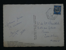 BI 6 ANDORRE BELLE CARTE 1961 A TOURS  FRANCE +VALLEE +C. HEXAGONAL+ AFFRANCH. PLAISANT - Storia Postale