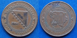 BOSNIA & HERZEGOVINA - 20 Feninga 2004 KM# 116 Federal Republic (1995) - Edelweiss Coins - Bosnien-Herzegowina