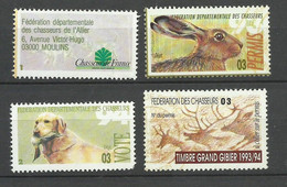 France Fiscaux Chasse 1993 Allier Permis + Vignette + Vote+ Grand Gibier Neufs * * Et (* )  B/TB  Voir Scans Soldé ! ! ! - Stamps